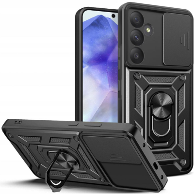 Ανθεκτική Θήκη με Κάλυμμα για την Κάμερα & Μεταλλικό Ring Holder - Samsung Galaxy A55 - Tech-Protect Camshield Pro - Black (5906203692224)