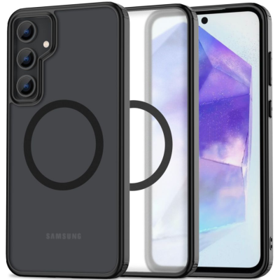Σκληρή Ημιδιάφανη Θήκη MagSafe - Samsung Galaxy A55 - Tech-Protect MagMat - Matte Black (5906203692255)
