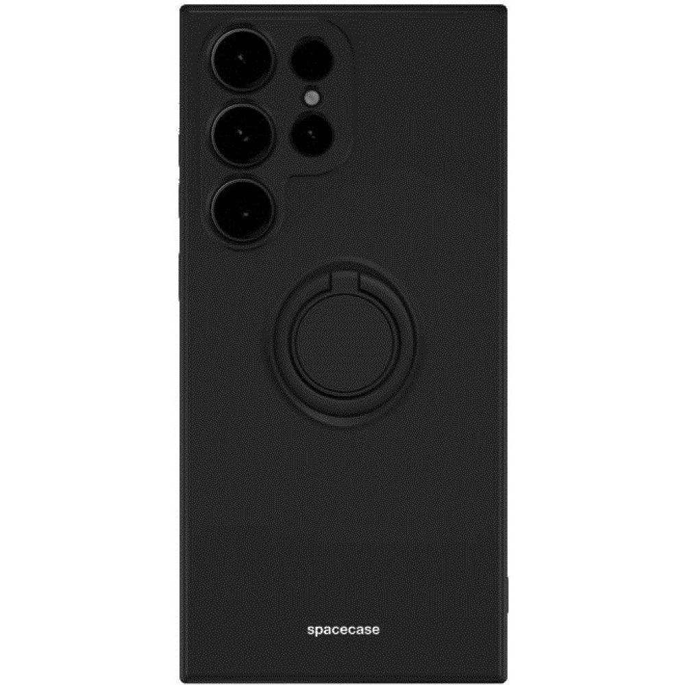 Spacecase Silicone Ring - Θήκη Σιλικόνης με Μεταλλικό Μαγνητικό Ring Holder - Samsung Galaxy S23 Ultra - Black (5905719014292)
