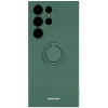 Spacecase Silicone Ring - Θήκη Σιλικόνης με Μεταλλικό Μαγνητικό Ring Holder - Samsung Galaxy S23 Ultra - Dark Green (5905719014322)