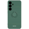 Θήκη Σιλικόνης με Μεταλλικό Μαγνητικό Ring Holder - Samsung Galaxy S24 - Spacecase Silicone Ring - Dark Green (5905719106720)