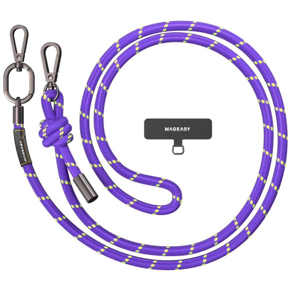SwitchEasy MagEasy Rope Strap & Strap Card 8.3mm - Αποσπώμενο Λουράκι Λαιμού για Θήκες Κινητών iPhone - Purple / Green (MPHIPH188PE23)