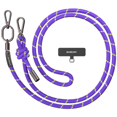 SwitchEasy MagEasy Rope Strap & Strap Card 8.3mm - Αποσπώμενο Λουράκι Λαιμού για Θήκες Κινητών iPhone - Purple / Green (MPHIPH188PE23)
