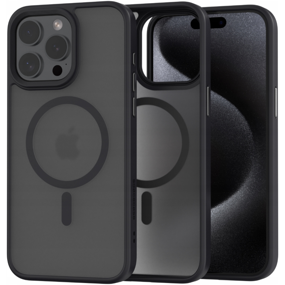 Θήκη Apple iPhone 15 Pro Max - Spacecase Hybrid MagSafe Σκληρή Ημιδιάφανη με MagSafe - Black (5905719103231)