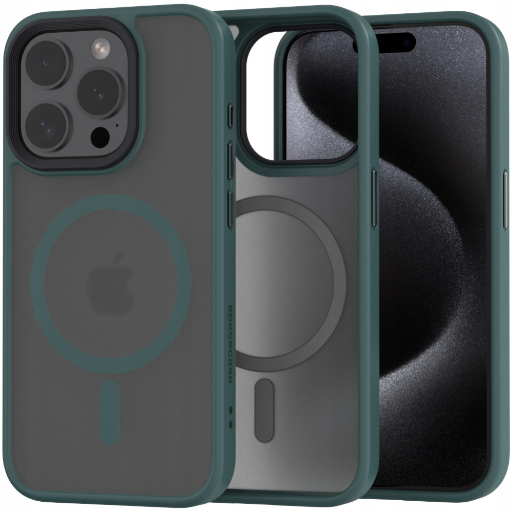 Spacecase Hybrid MagSafe - Σκληρή Ημιδιάφανη Θήκη MagSafe - Apple iPhone 15 Pro - Dark Green (5905719103217)