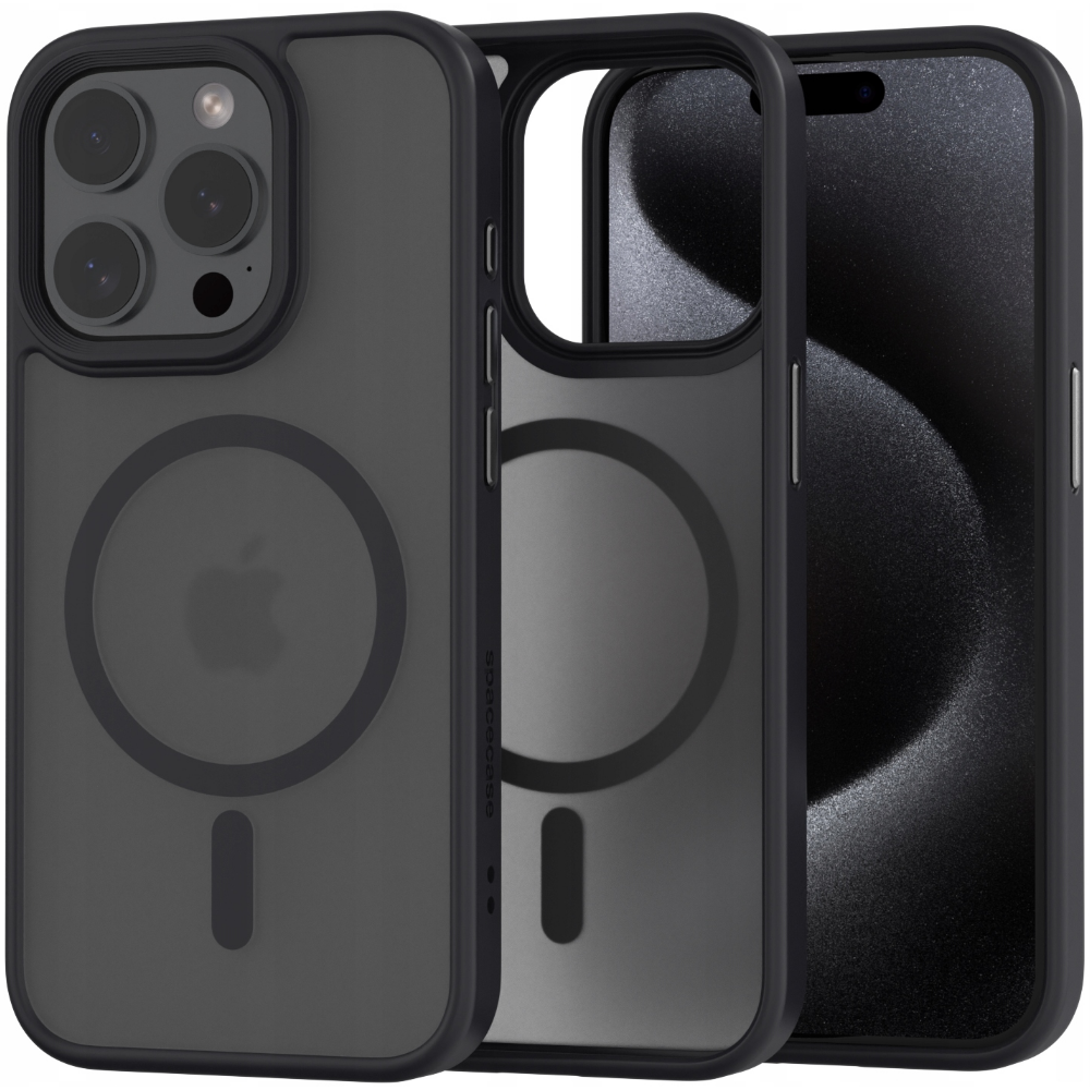 Spacecase Hybrid MagSafe - Σκληρή Ημιδιάφανη Θήκη MagSafe - Apple iPhone 15 Pro - Black (5905719103194)
