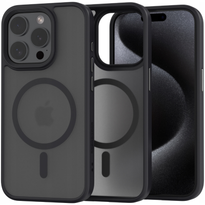 Spacecase Hybrid MagSafe - Σκληρή Ημιδιάφανη Θήκη MagSafe - Apple iPhone 15 Pro - Black (5905719103194)