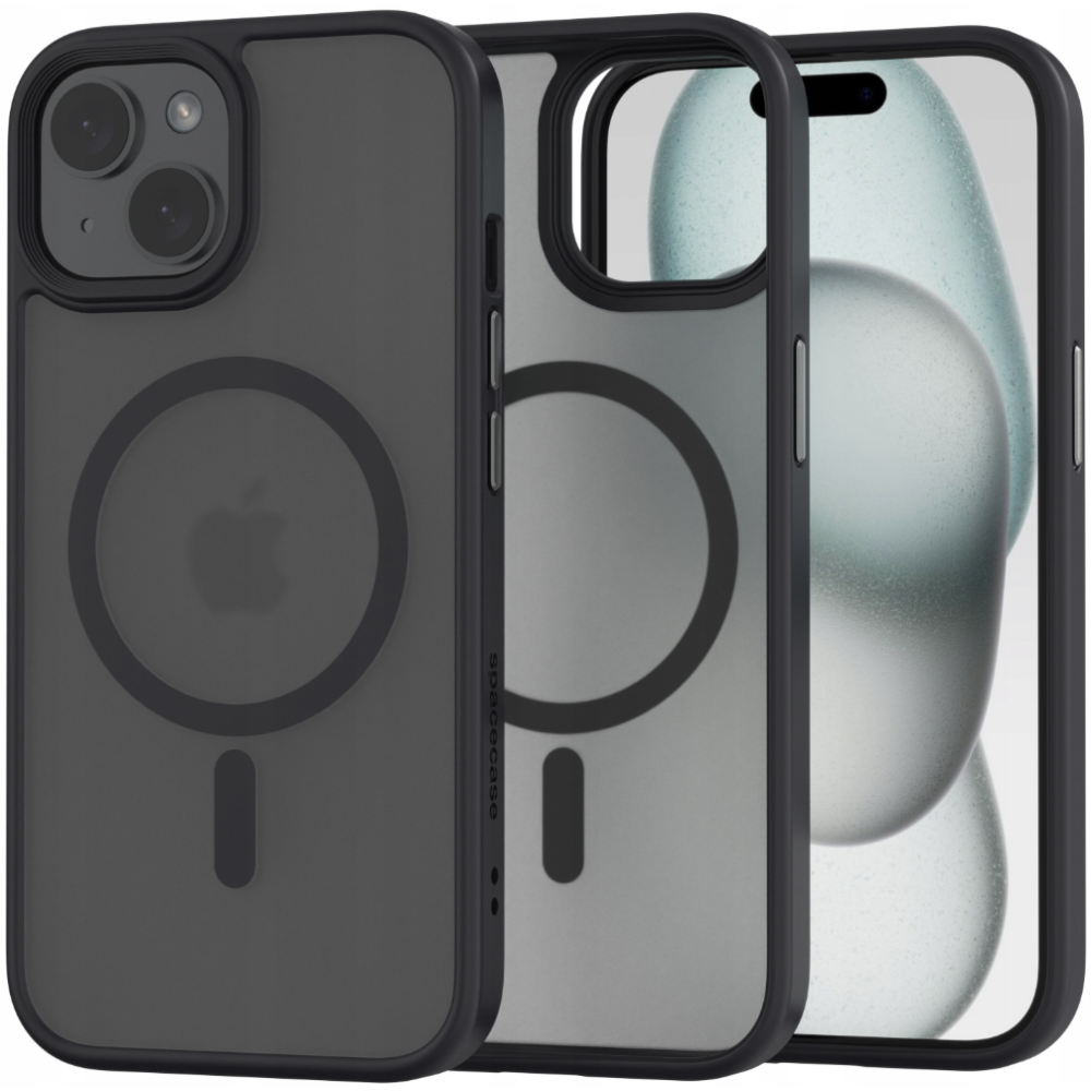 Spacecase Hybrid MagSafe - Σκληρή Ημιδιάφανη Θήκη MagSafe - Apple iPhone 15 Plus - Black (5905719103156)
