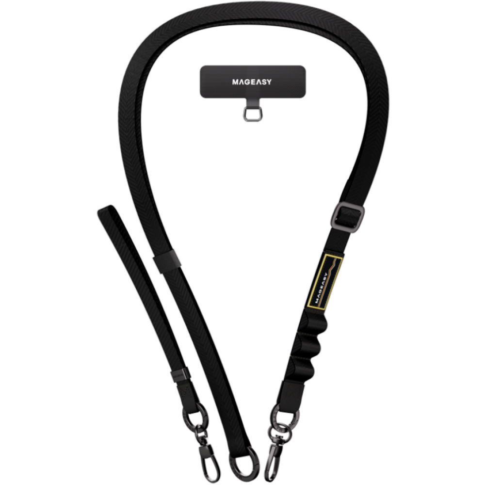 SwitchEasy 2-in-1 Utility MagEasy Sling Strap & Strap Card 20mm - Σετ 1 x Αποσπώμενο Λουράκι Λαιμού & 1 x Αποσπώμενο Λουράκι Χειρός για Θήκες Κινητών iPhone - Black (MPHIPH218BK23)