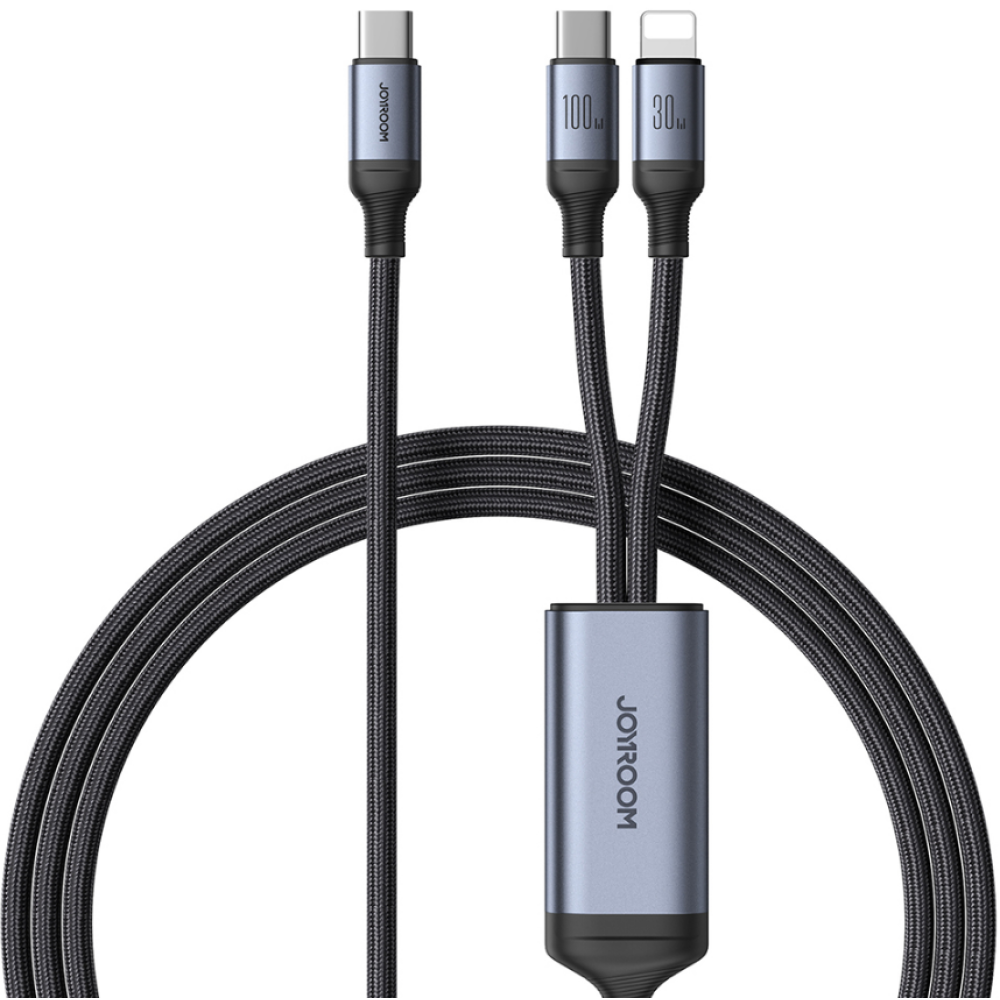 Joyroom 2 in 1 Speedy Series SA21-1T2 - Καλώδιο Φόρτισης Type-C σε Type-C / Lightning - 150cm - 100W - Black (6941237100757)