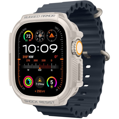 Spigen Rugged Armor - Θήκη Σιλικόνης Apple Watch Ultra 3 / Ultra 2 / Ultra 1 49mm - Dune Beige (ACS07381)