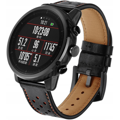 Spacecase Elegance - Universal Δερμάτινο Λουράκι για Smartwatches (22mm) - Black (5903943243891)