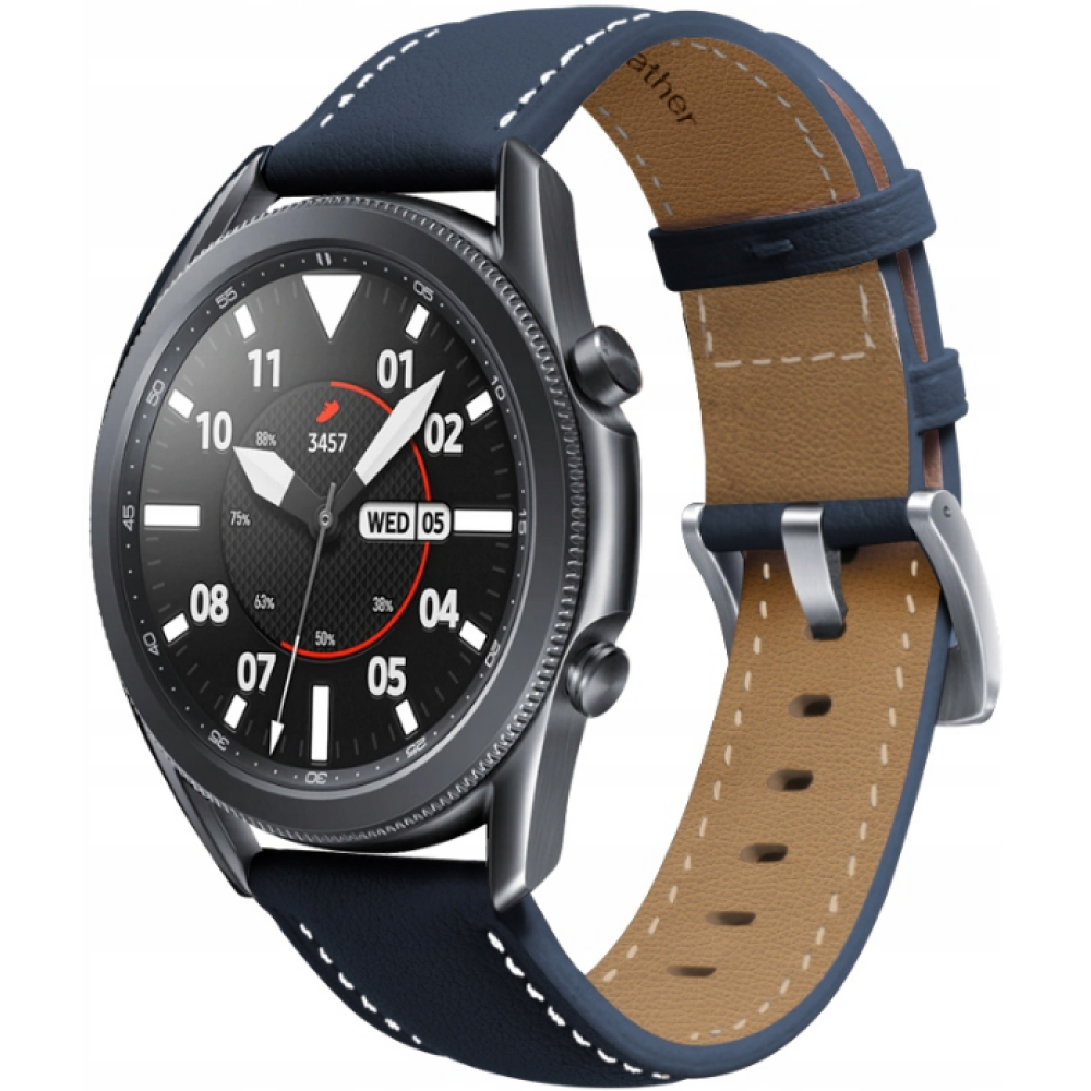 Spacecase Leather Strap - Universal Δερμάτινο Λουράκι για Smartwatches (22mm) - Blue (5903943243822)