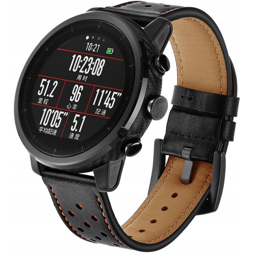 Spacecase Elegance - Universal Δερμάτινο Λουράκι για Smartwatches (20mm) - Black (5903943243853)