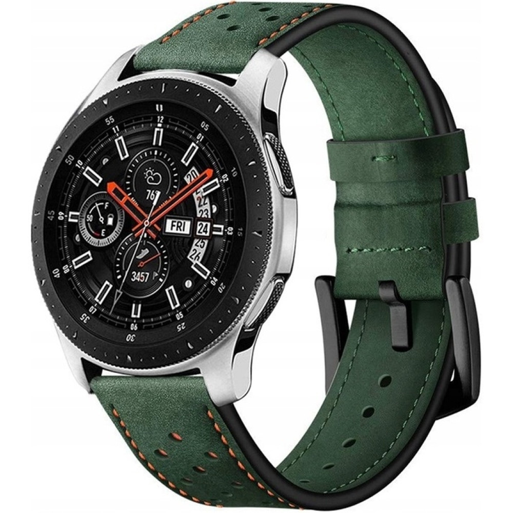 Spacecase Elegance - Universal Δερμάτινο Λουράκι για Smartwatches (22mm) - Green (5903943243921)