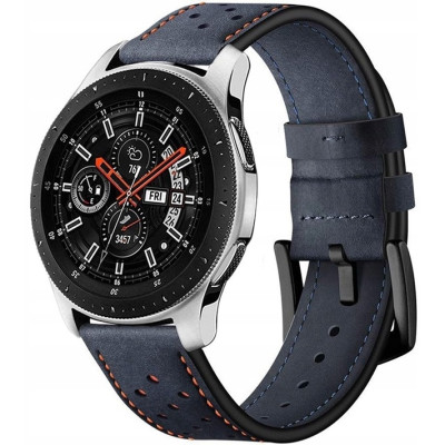 Spacecase Elegance - Universal Δερμάτινο Λουράκι για Smartwatches (22mm) - Navy Blue (5903943243914)