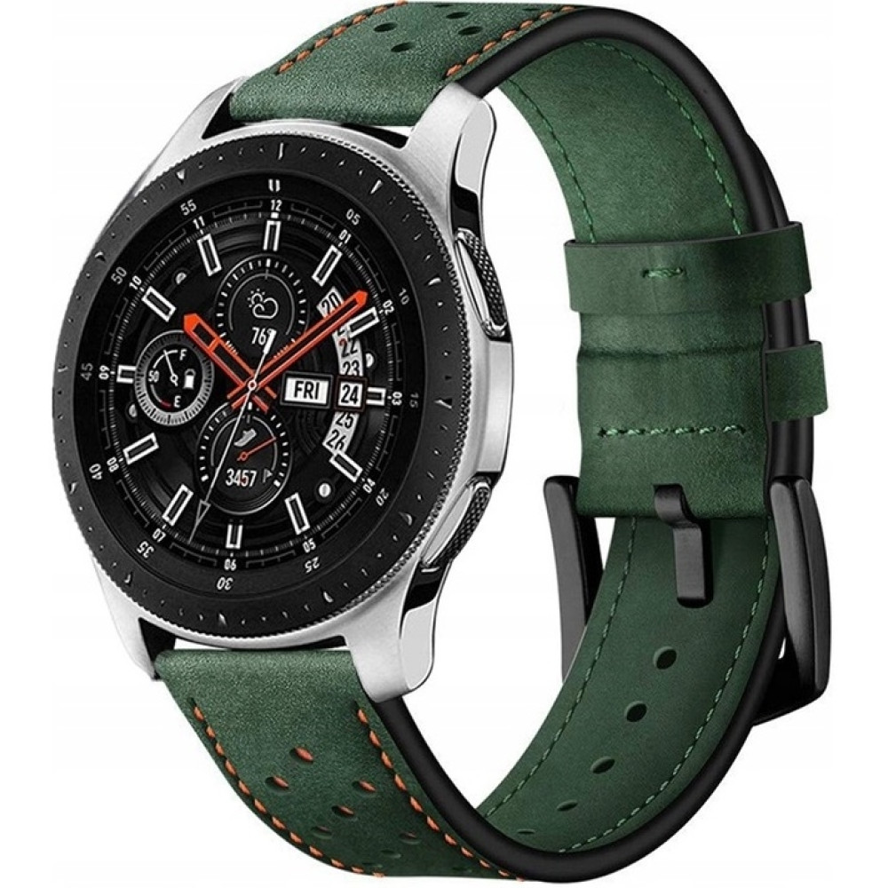 Spacecase Elegance - Universal Δερμάτινο Λουράκι για Smartwatches (20mm) - Green (5903943243884)