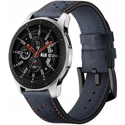 Spacecase Elegance - Universal Δερμάτινο Λουράκι για Smartwatches (20mm) - Navy Blue (5903943243877)