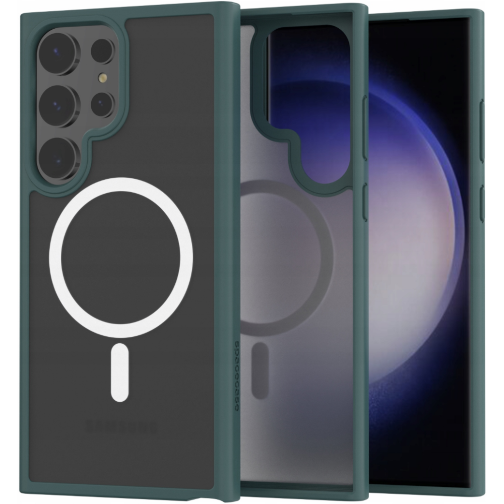 Spacecase Hybrid MagSafe - Σκληρή Ημιδιάφανη Θήκη MagSafe - Samsung Galaxy S23 Ultra - Dark Green (5905719103422)