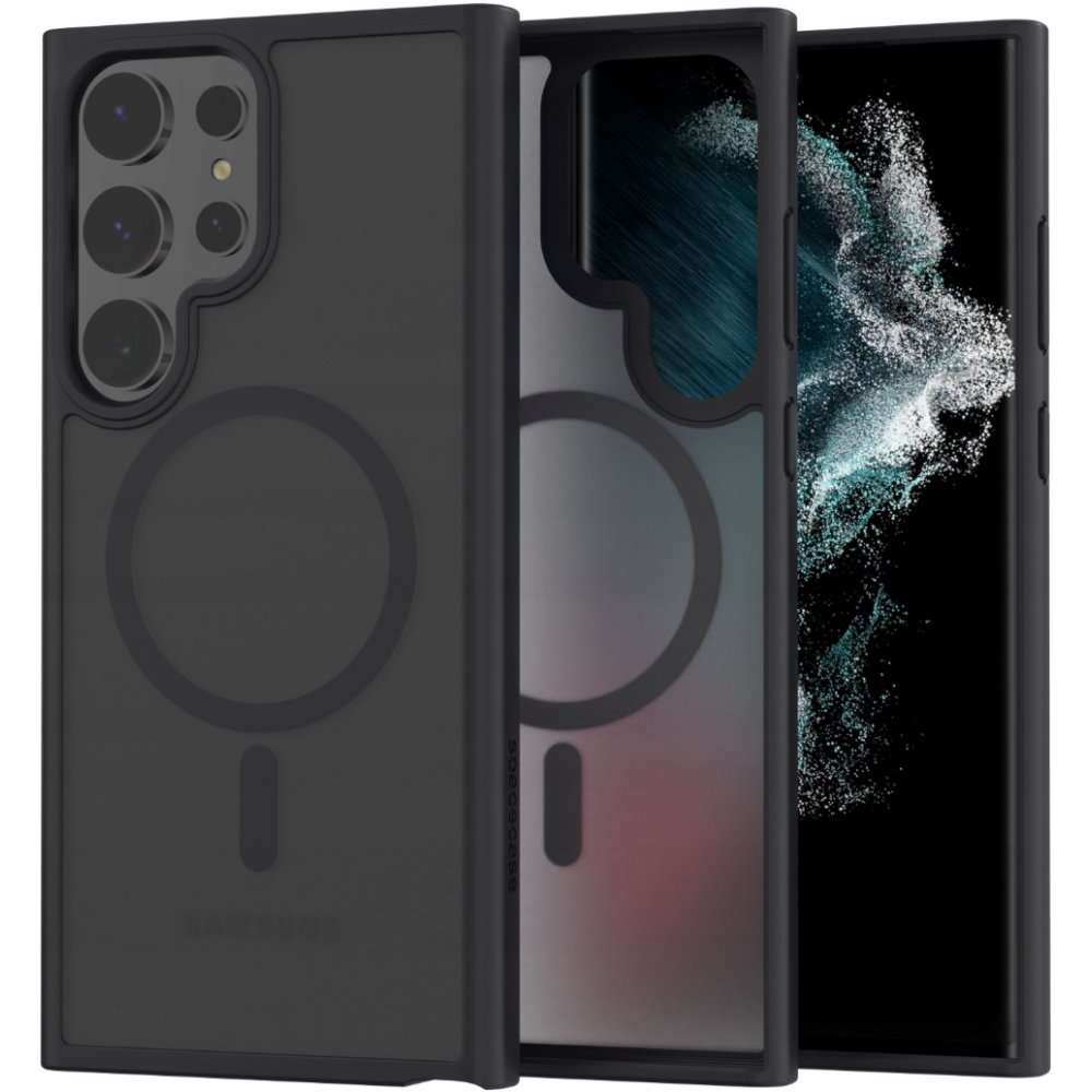 Spacecase Hybrid MagSafe - Σκληρή Ημιδιάφανη Θήκη MagSafe - Samsung Galaxy S22 Ultra 5G - Black (5905719103392)