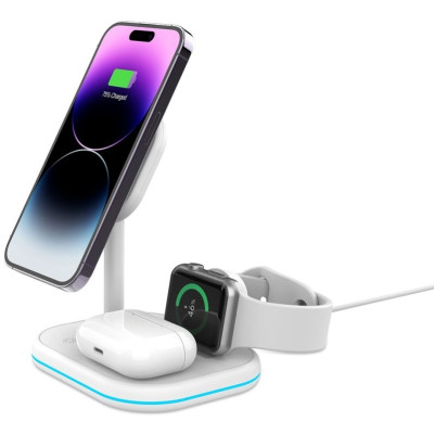 Tech-Protect A27 3 in 1 Magnetic MagSafe Wireless Charger - Βάση Ασύρματης Φόρτισης MagSafe για iPhone 16 / 15 / 14 / 13 / 12 / AirPods / Apple Watch - 10W - White (9490713934647)