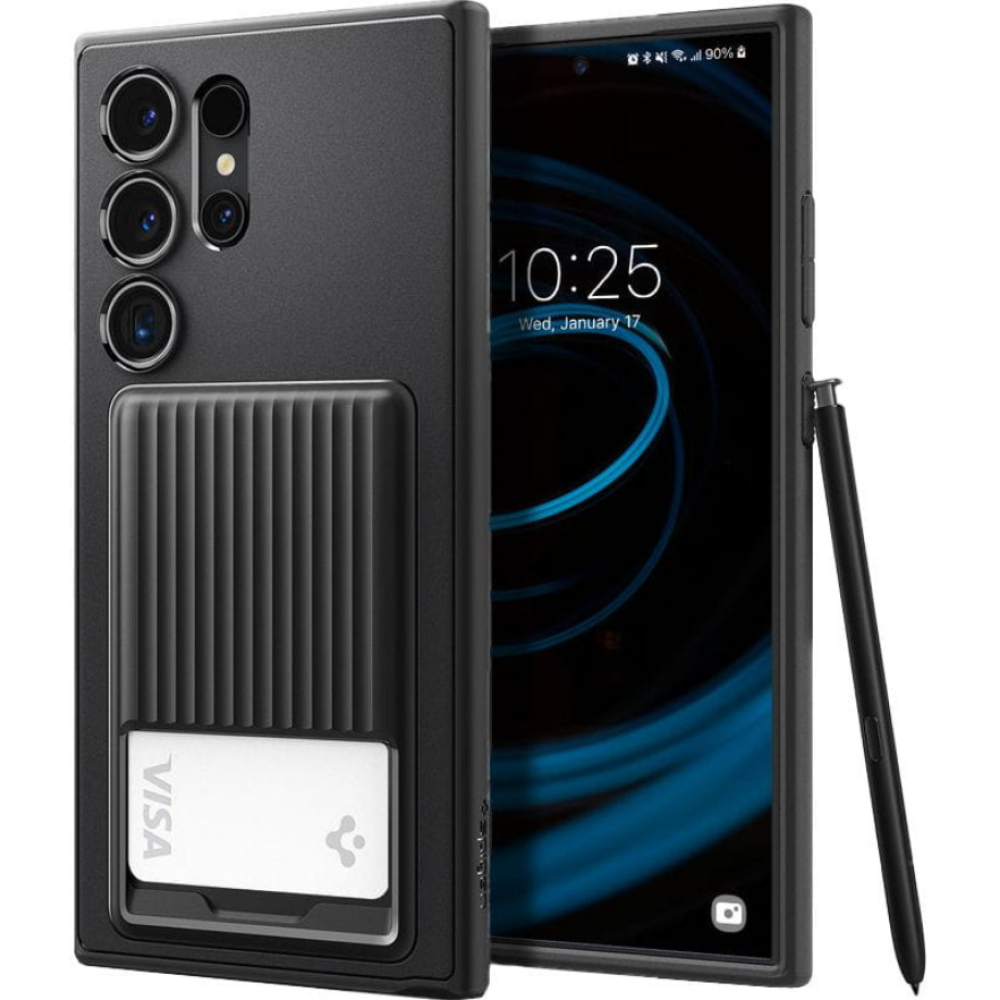 Ανθεκτική Θήκη Σιλικόνης με Υποδοχή για Κάρτα - Samsung Galaxy S24 Ultra - Spigen Liquid Slot - Matte Black (ACS07310)