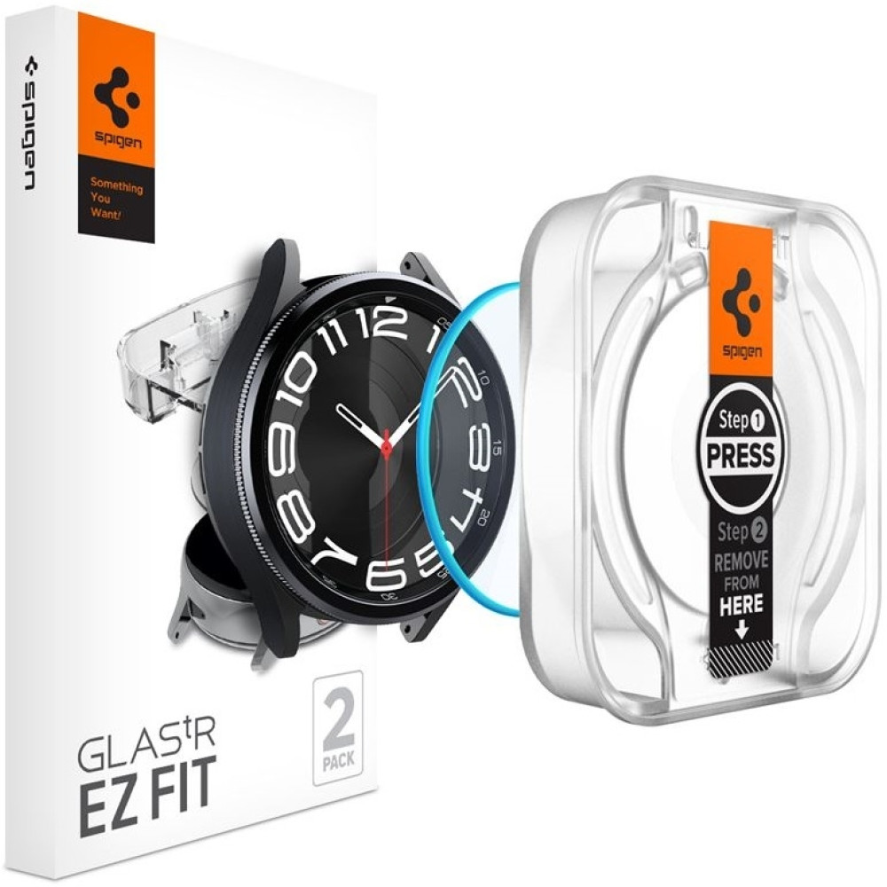Spigen Tempered Glass GLAS.tR EZ Fit - Αντιχαρακτικό Γυαλί Οθόνης Samsung Galaxy Watch 6 Classic 43mm - 2 Τεμάχια (AGL07067)