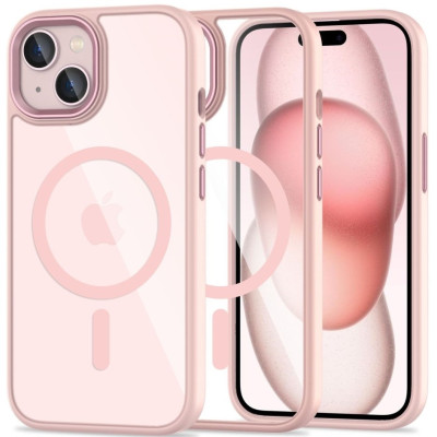 Tech-Protect MagMat - Σκληρή Διάφανη Θήκη MagSafe - Apple iPhone 15 - Pink / Clear (5906302307999)