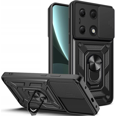 Ανθεκτική Θήκη με Κάλυμμα για την Κάμερα & Μεταλλικό Ring Holder - Xiaomi Redmi Note 13 Pro 4G / Redmi Note 14S / Poco M6 Pro 4G - Tech-Protect Camshield Pro - Black (5906203691791)