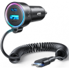 Joyroom JR-CL07 3 in 1 Wired Car Charger - Γρήγορος Φορτιστής Αυτοκινήτου με 1 x USB-A / 1 x Type-C / 1 x Ενσωματωμένο Καλώδιο Type-C 150cm - 55W - Black (6941237172860)