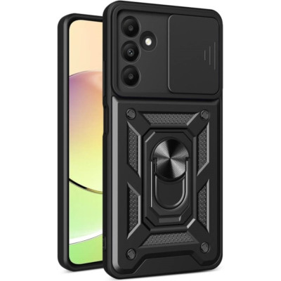 Ανθεκτική Θήκη με Κάλυμμα για την Κάμερα & Μεταλλικό Ring Holder - Samsung Galaxy A15 - Tech-Protect Camshield Pro - Black (5906203690190)