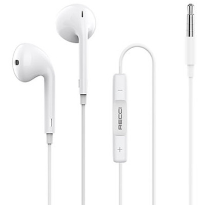 Recci REP-L07 - Ενσύρματα Handsfree Ακουστικά με 3.5mm Jack - White (6955482573488)