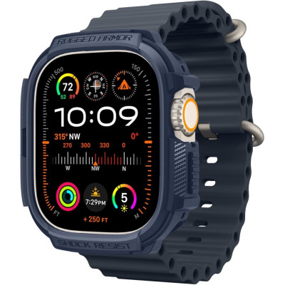 Spigen Rugged Armor - Θήκη Σιλικόνης Apple Watch Ultra 3 / Ultra 2 / Ultra 1 49mm - Navy Blue (ACS07382)