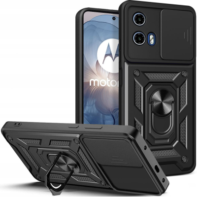 Ανθεκτική Θήκη με Κάλυμμα για την Κάμερα & Μεταλλικό Ring Holder - Motorola Moto G24 / G24 Power / G04 - Tech-Protect Camshield Pro - Black (5906302307906)