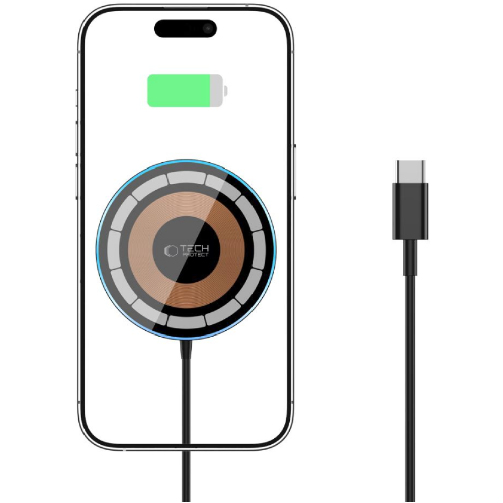 Tech-Protect QI15W-A30 Magnetic Wireless Charger - Ασύρματος Ταχυφορτιστής MagSafe - 15W - Black (9490713935781)