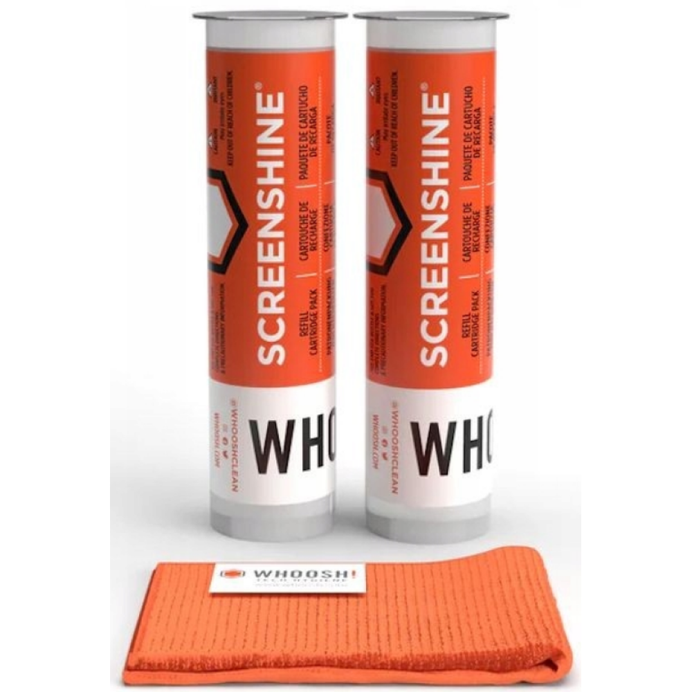 Whoosh! Screen Shine Cleaner Refill Cartridge - Σετ με 2 Ανταλλακτικά Υγρά Σπρέι Καθαρισμού Οθόνης & Συσκευών για Φιάλη Screen Shine 500 ml & 1 x Αντιμικροβιακό Πανάκι από Μικροΐνες (CTG2PK473)