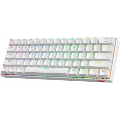 Redragon K530 RGB Dragonic Pro - Ασύρματο / Ενσύρματο RGB Gaming Μηχανικό Πληκτρολόγιο 60% με Custom Brown Διακόπτες - US - White (6950376711083)