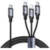 Joyroom 3 in 1 SA21-1T3 - Καλώδιο Φόρτισης Type-C σε 1 x Lightning / 1 x Type-C / 1 x MicroUSB - 120cm - 30W - Black (6941237100382)