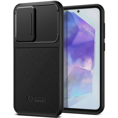 Ανθεκτική Θήκη Σιλικόνης με Κάλυμμα για την Κάμερα - Samsung Galaxy A55 - Tech-Protect Velar Cam Plus - Black (5906302307807)