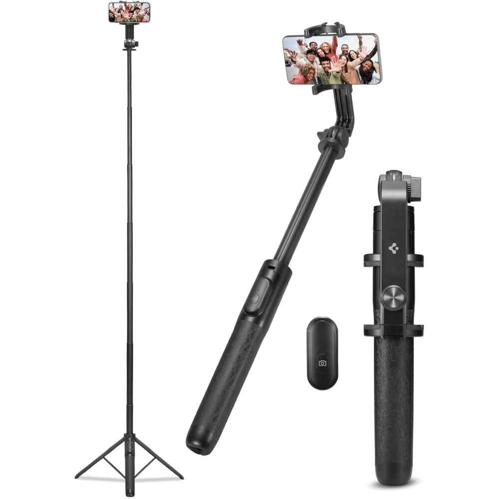 Spigen S560W Bluetooth Selfie Stick Tripod - Ασύρματο Bluetooth Selfie Stick και Τρίποδο με Τηλεχειριστήριο - Black (AMP05813)