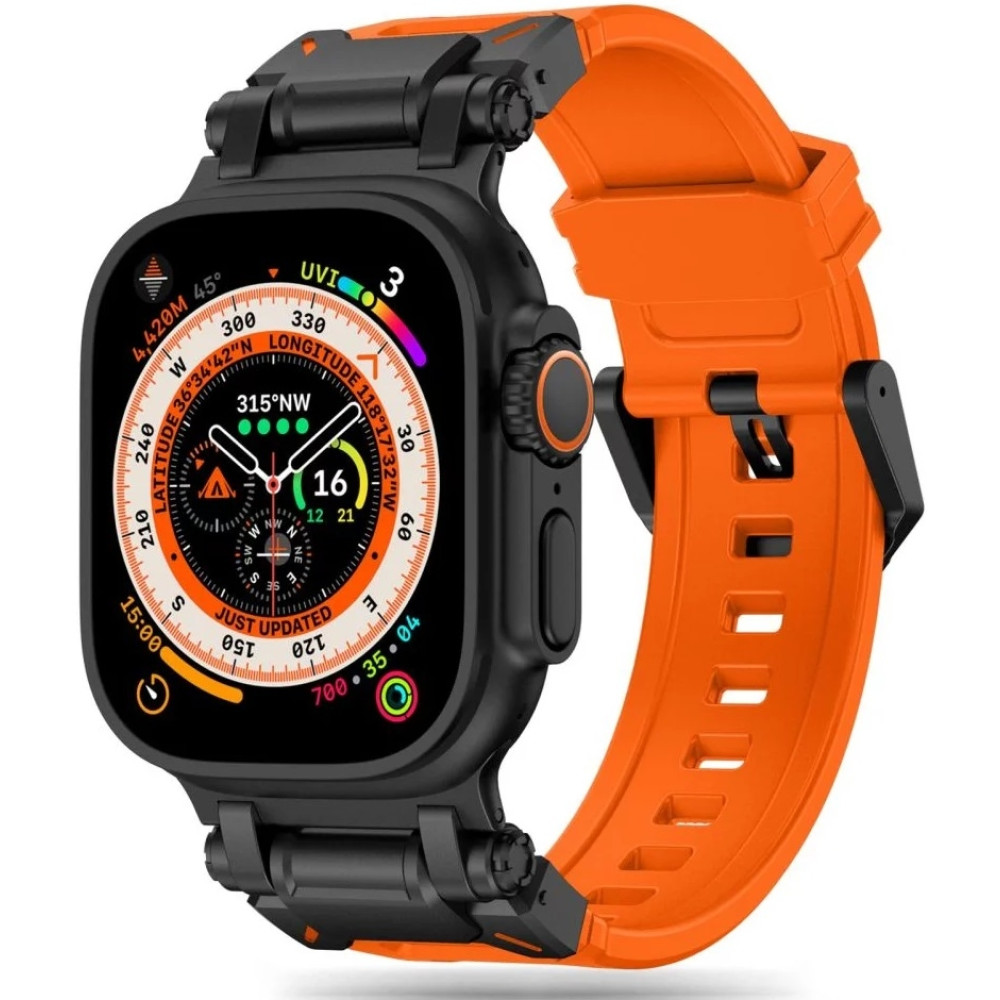 Tech-Protect Delta Pro - Premium Λουράκι Σιλικόνης Apple Watch Ultra/SE/11/10/9/8/7/6/5/4 (49/46/45/44mm) - Orange / Black (5906302307838)