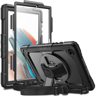 HappyCase Full Body Ανθεκτική Θήκη με Λαβή / Kickstand / Ζώνη Μεταφοράς - Samsung Galaxy Tab A8 10.5" 2021 - Black (8719246353758)