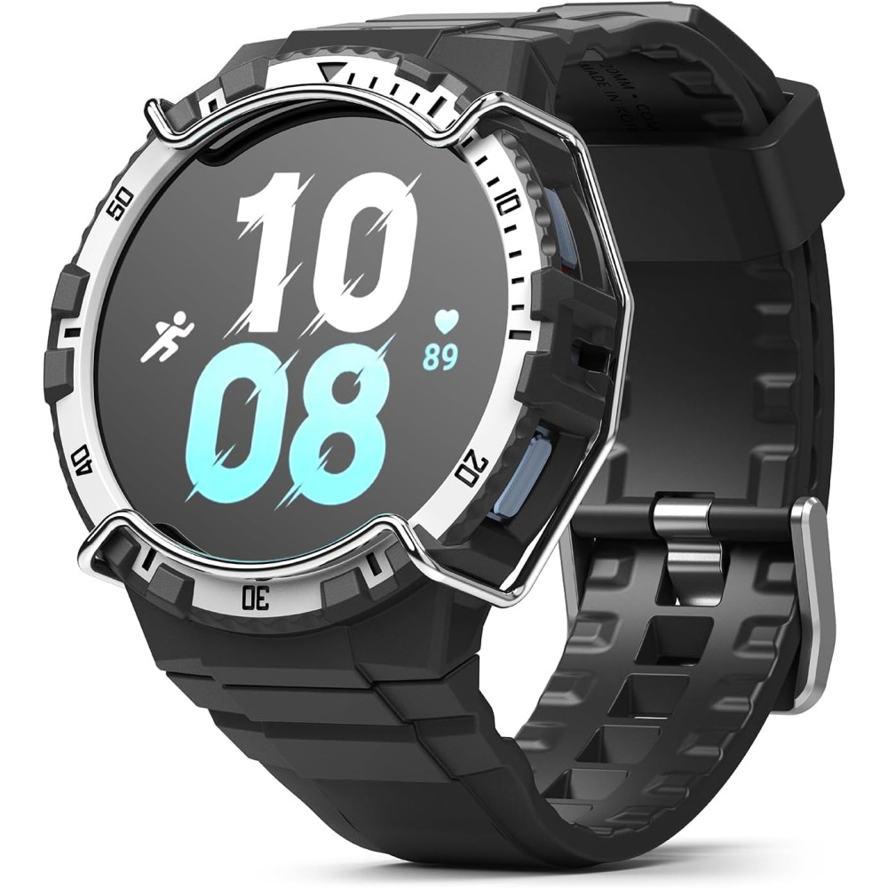 Ringke Fusion X Guard - Σετ Θήκη με Λουράκι / Σκληρή Στεφάνη Bezel & Προστατευτικό Σύρμα από Ανοξείδωτο Ατσάλι - Samsung Galaxy Watch 5 / 4 44mm - White (8809881269047)