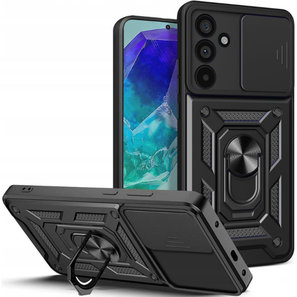 Ανθεκτική Θήκη με Κάλυμμα για την Κάμερα & Μεταλλικό Ring Holder - Samsung Galaxy M55 - Tech-Protect Camshield Pro - Black (5906302309016)