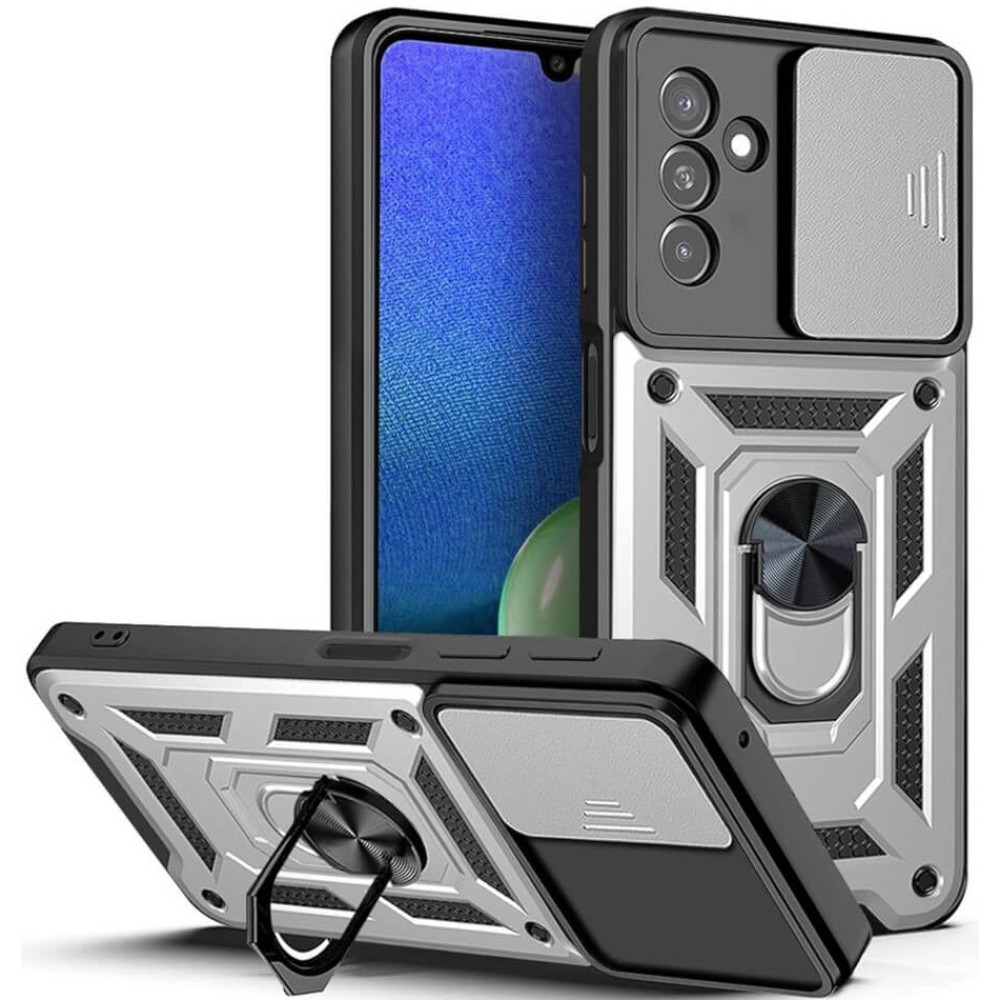 Bodycell Armor Slide - Ανθεκτική Θήκη Samsung Galaxy A05s με Κάλυμμα για την Κάμερα & Μεταλλικό Ring Holder - Silver (5206015072307)