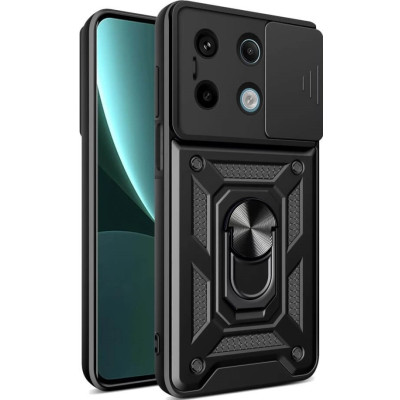 Ανθεκτική Θήκη με Κάλυμμα για την Κάμερα & Μεταλλικό Ring Holder - Xiaomi Redmi Note 13 5G - Bodycell Armor Slide - Black (5206015072802)