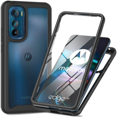 HappyCase Full Protect 360° - Full Body Διάφανη Θήκη Motorola Edge 30 - Black (8719246372599)