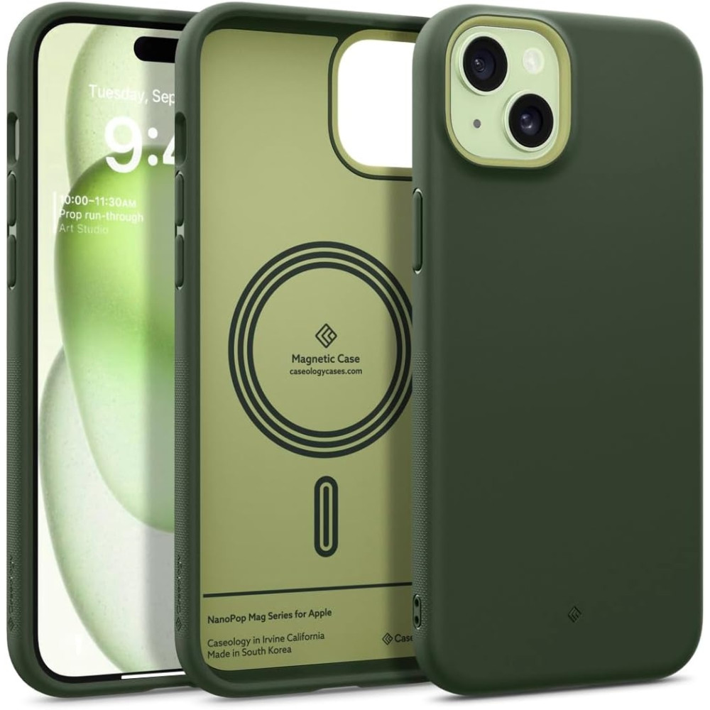 Caseology Nano Pop Mag - Ανθεκτική MagSafe Θήκη Σιλικόνης - Apple iPhone 15 - Avo Green (ACS06823)
