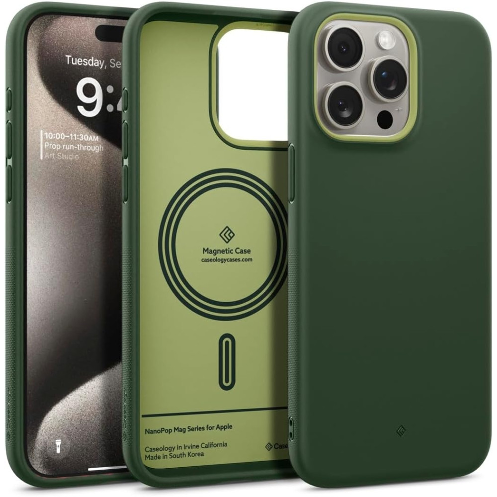 Θήκη Apple iPhone 15 Pro Max - Caseology Nano Pop Mag Ανθεκτική MagSafe Σιλικόνης - Avo Green (ACS06619)
