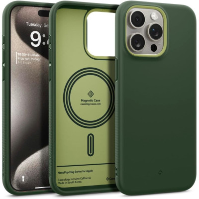 Θήκη Apple iPhone 15 Pro Max - Caseology Nano Pop Mag Ανθεκτική MagSafe Σιλικόνης - Avo Green (ACS06619)